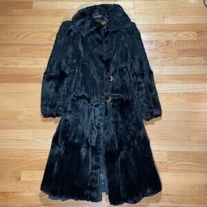 Vintage Nu West Seal Dyed Coney Fur Silk Lined Overcoat Rabbit